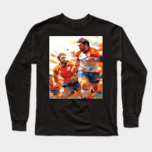 Rugby Scrum Abstract, Sports Graphic Design Long Sleeve T-Shirt